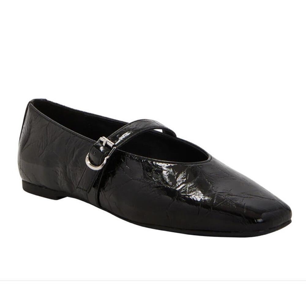 ☀️Katy Perry The Evie Mary Jane Flats Black Patent Leather Women's Size 6.5 NWT